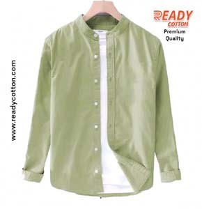Band Collar Shirt for Men Lemon Color