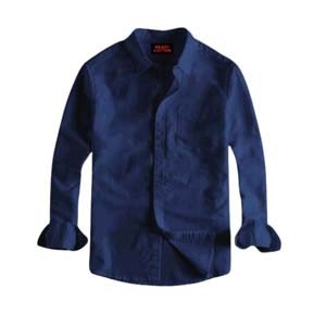 Men Navy Blue Long Sleeve Cotton Shirt