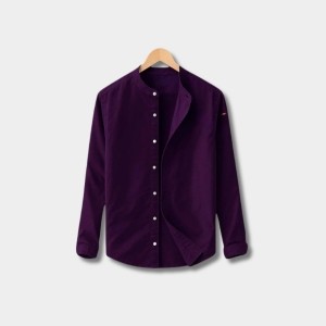 Men’s Purple Band Collar Shirt – Oxford Cotton Export Quality