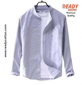 Band Collar Shirt for Men Cotton Full Sleeve