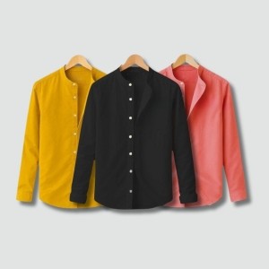 Stylish Band Collar Shirt 3 Pcs Bundle – Oxford Cotton in Bangladesh