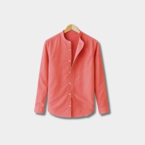 Men’s Misty Rose Band Collar Shirt – Slim Fit Oxford Cotton