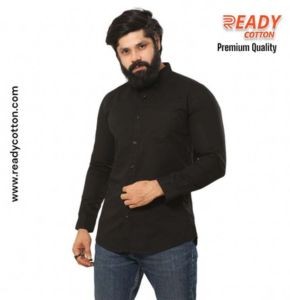 Black Shirt for Men Cotton Full Sleeve